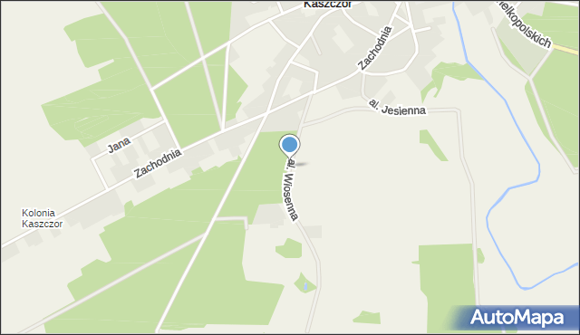 Kaszczor, Aleja Wiosenna, mapa Kaszczor
