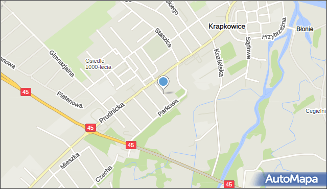 Krapkowice, Aleja Lipowa, mapa Krapkowice