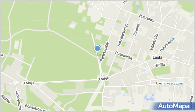 Laski gmina Izabelin, Aleja Matki Elżbiety Róży Czackiej, mapa Laski gmina Izabelin