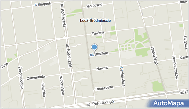 Łódź, Aleja Schillera Leona, mapa Łodzi