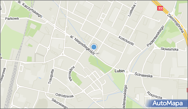 Lubin, Aleja Niepodległości, mapa Lubin