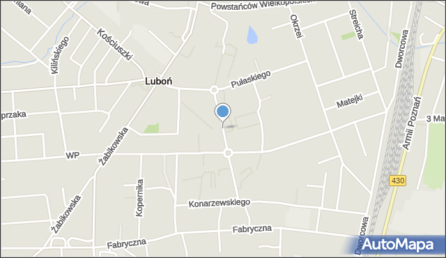 Luboń powiat poznański, Aleja Jana Pawła II, mapa Luboń powiat poznański