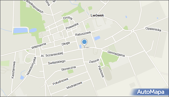 Lwówek powiat nowotomyski, Aleje Sczanieckiej Emilii, mapa Lwówek powiat nowotomyski