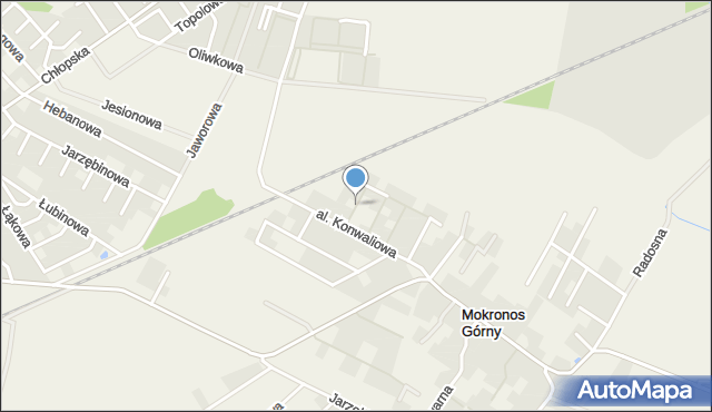 Mokronos Górny, Aleja Liliowa, mapa Mokronos Górny
