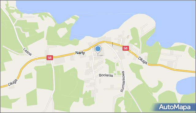 Narty gmina Jedwabno, Aleja Róż, mapa Narty gmina Jedwabno