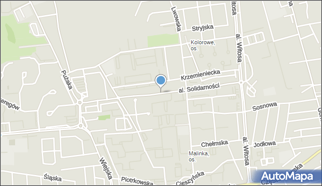 Opole, Aleja Solidarności, mapa Opola