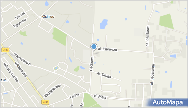 Osiniec gmina Gniezno, Aleja Czternasta, mapa Osiniec gmina Gniezno