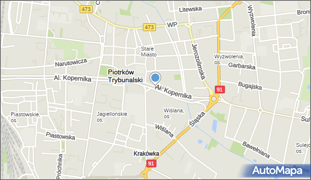 Piotrków Trybunalski, Aleja Kopernika Mikołaja, mapa Piotrków Trybunalski