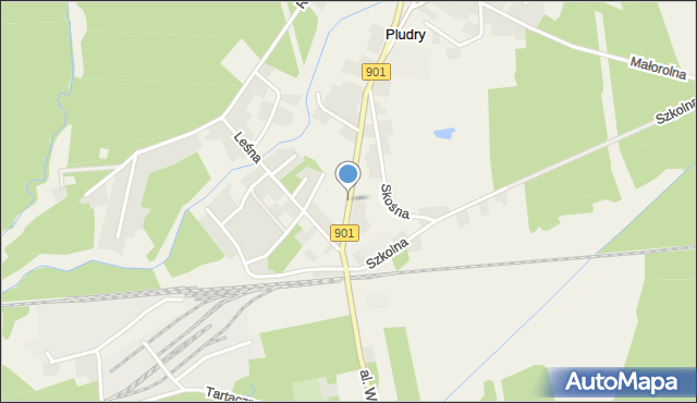 Pludry, Aleja Wyzwolenia, mapa Pludry