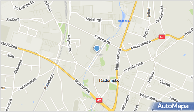 Radomsko, Aleje Jana Pawła II, mapa Radomsko