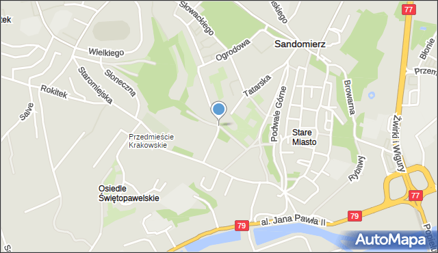 Sandomierz, Aleja Emmendingen, mapa Sandomierza