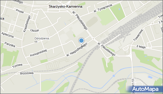 Skarżysko-Kamienna, Aleja Niepodległości, mapa Skarżysko-Kamienna