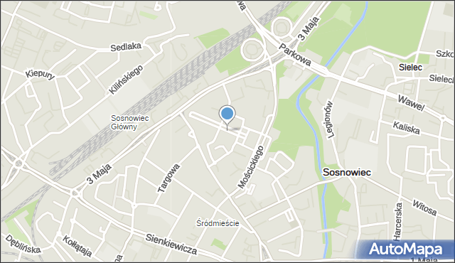 Sosnowiec, Aleja Zwycięstwa, mapa Sosnowca