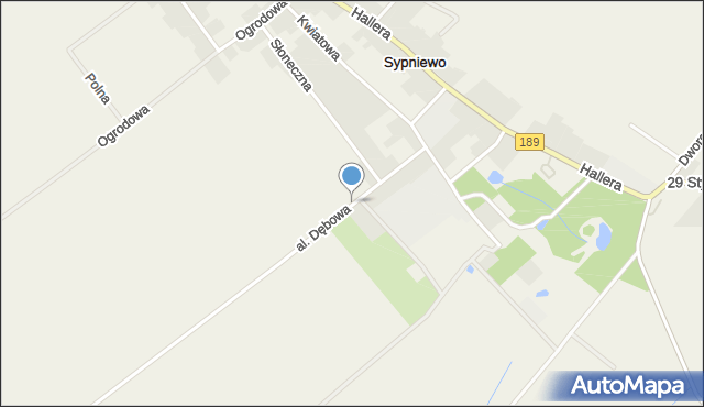 Sypniewo gmina Więcbork, Aleja Dębowa, mapa Sypniewo gmina Więcbork