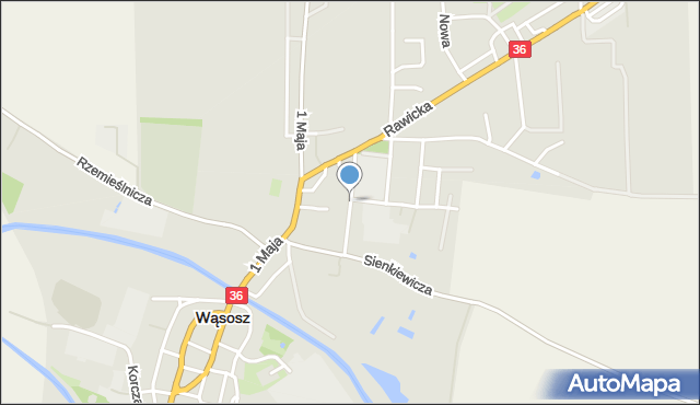 Wąsosz powiat górowski, Aleja Niepodległości, mapa Wąsosz powiat górowski