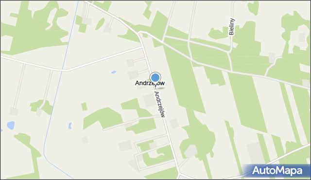 Andrzejów gmina Brochów, Andrzejów, mapa Andrzejów gmina Brochów