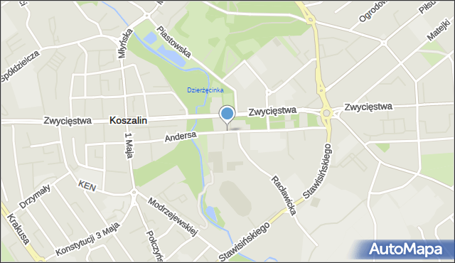 Koszalin, Andersa Władysława, gen., mapa Koszalina