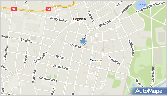 Legnica, Andersa Władysława, gen., mapa Legnicy