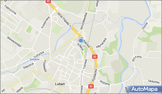 Lubań, Antera Adalberta, ks. inf., mapa Lubań