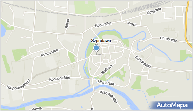 Szprotawa, Andersa Władysława, gen., mapa Szprotawa