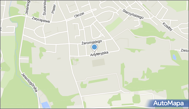 Bolesławiec, Artyleryjska, mapa Bolesławca