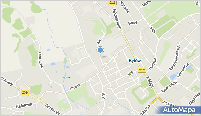 Bytów, Armii Krajowej, mapa Bytów