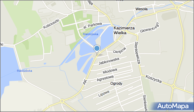 Kazimierza Wielka, Armii Krajowej, mapa Kazimierza Wielka