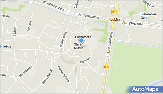 Lublin, Archidiakońska, mapa Lublina