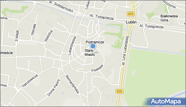 Lublin, Archidiakońska, mapa Lublina