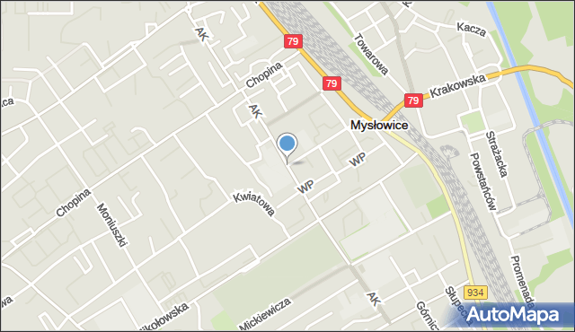 Mysłowice, Armii Krajowej, mapa Mysłowice