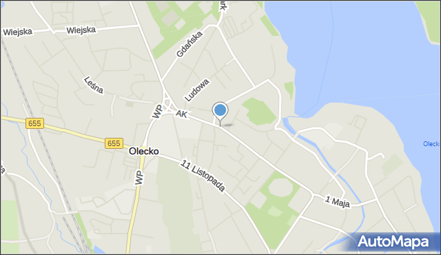 Olecko, Armii Krajowej, mapa Olecko