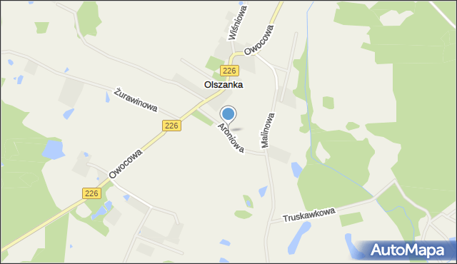 Olszanka gmina Przywidz, Aroniowa, mapa Olszanka gmina Przywidz