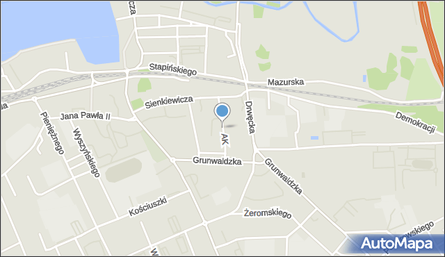 Ostróda, Armii Krajowej, mapa Ostróda