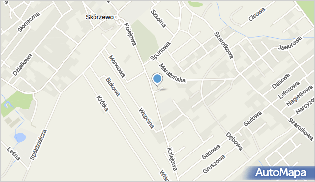 Skórzewo gmina Dopiewo, Aroniowa, mapa Skórzewo gmina Dopiewo