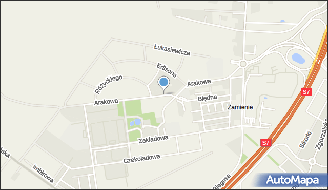 Zamienie gmina Lesznowola, Arakowa, mapa Zamienie gmina Lesznowola
