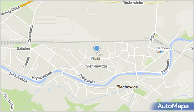 Piechowice powiat karkonoski, Asnyka Adama, mapa Piechowice powiat karkonoski