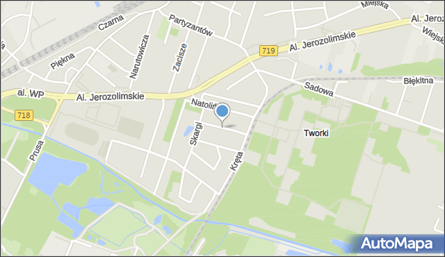 Pruszków, Asnyka Adama, mapa Pruszków