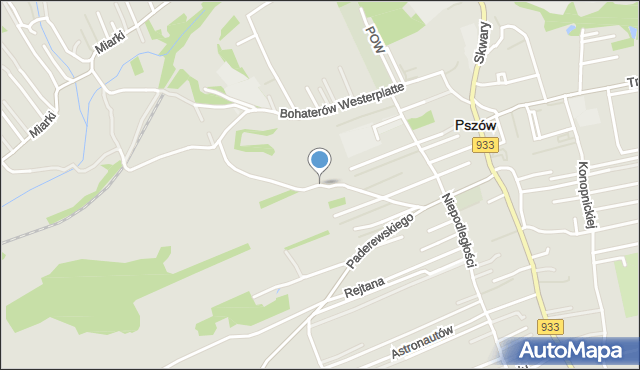 Pszów, Asnyka Adama, mapa Pszów