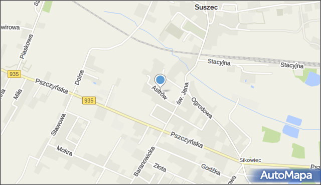 Suszec powiat pszczyński, Astrów, mapa Suszec powiat pszczyński