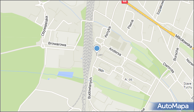 Tychy, Asnyka Adama, mapa Tychów