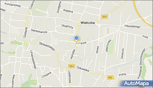 Wieliczka, Asnyka Adama, mapa Wieliczka