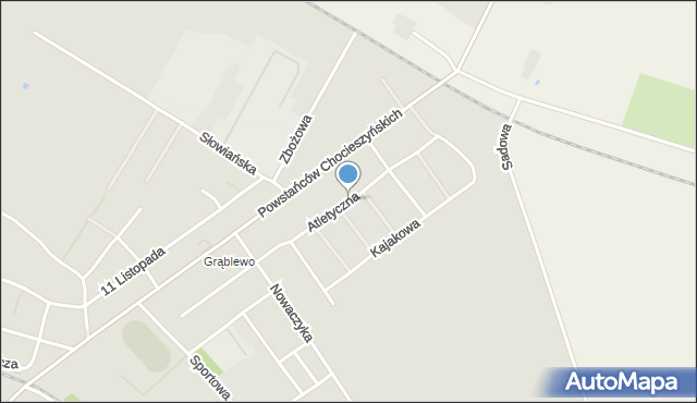 Grodzisk Wielkopolski, Atletyczna, mapa Grodzisk Wielkopolski