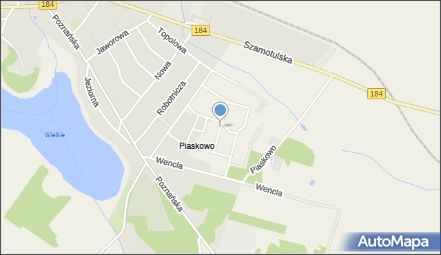 Piaskowo gmina Ostroróg, Azaliowa, mapa Piaskowo gmina Ostroróg
