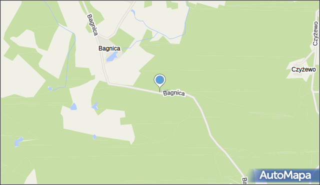 Bagnica gmina Polanów, Bagnica, mapa Bagnica gmina Polanów