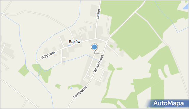 Bąków gmina Długołęka, Bąków, mapa Bąków gmina Długołęka