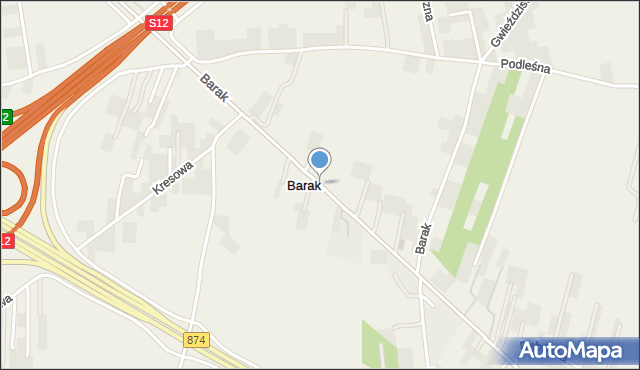 Barak gmina Jastków, Barak, mapa Barak gmina Jastków