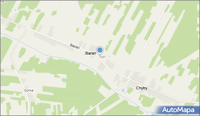 Baran gmina Mniów, Baran, mapa Baran gmina Mniów