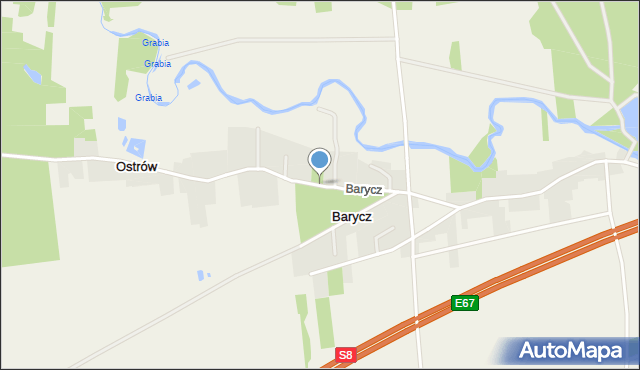 Barycz gmina Dobroń, Barycz, mapa Barycz gmina Dobroń