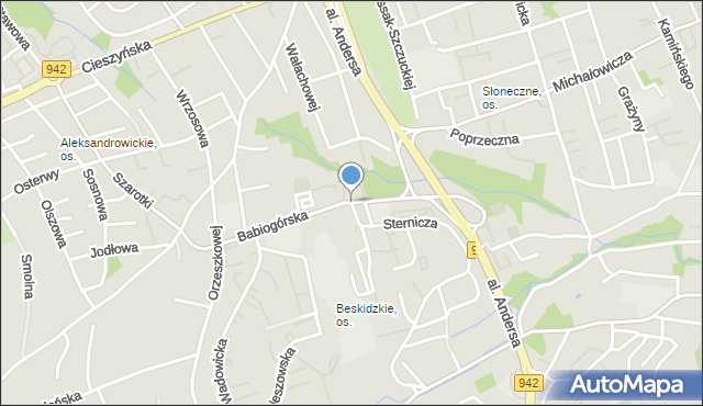 Bielsko-Biała, Babiogórska, mapa Bielsko-Białej