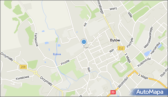 Bytów, Bauera Jana, mapa Bytów